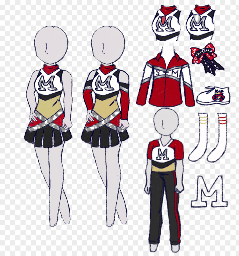 Cheer Uniforms Cheerleading Outfit Uniform Costume Cartoon Illustration Fashion Design PNG