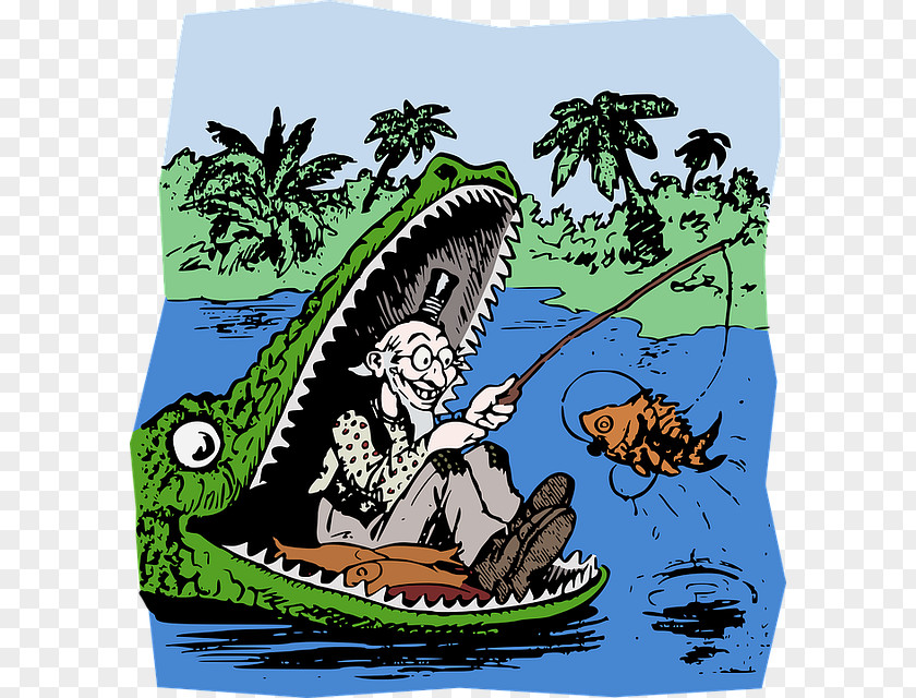 Fishing Illustration Alligator Cartoon PNG