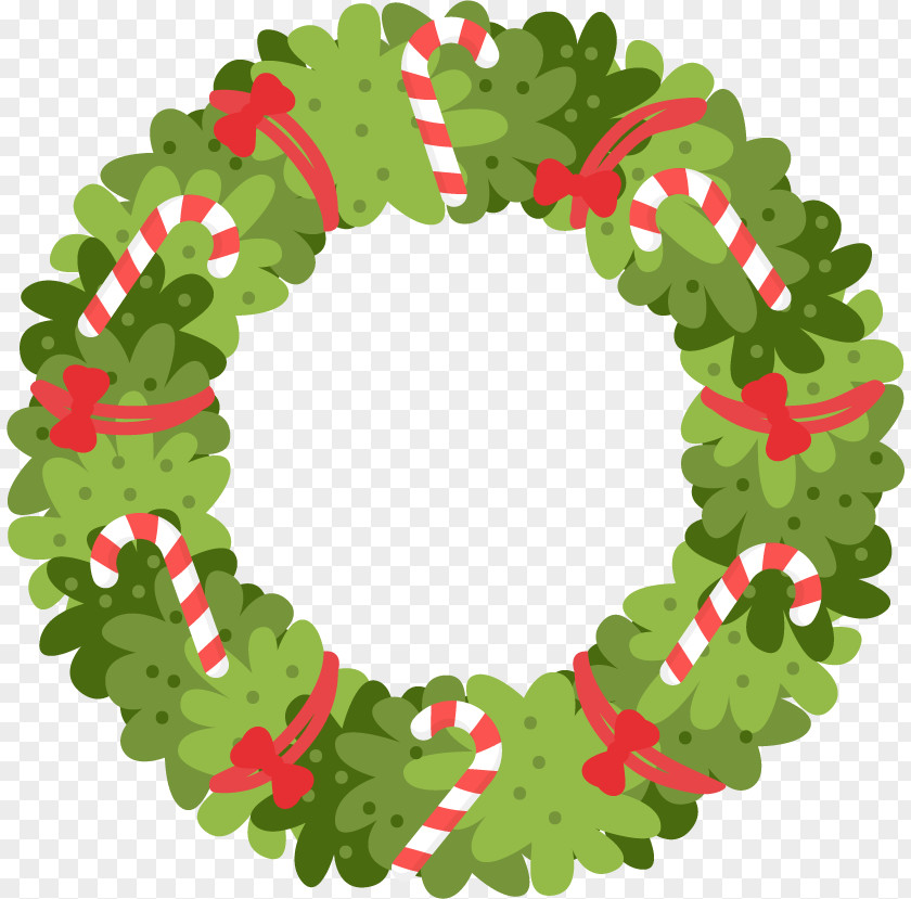 Vector Candy Bow Ring Wreath Christmas Illustration PNG