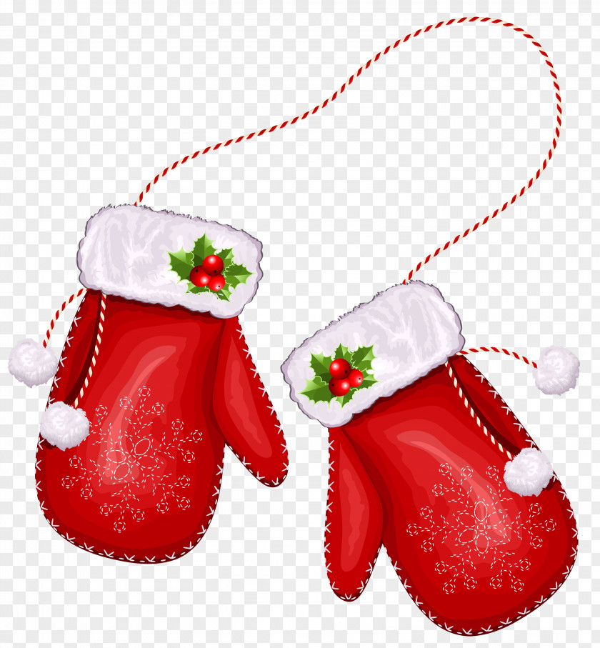 Large Transparent Christmas Santa Gloves Clipart Glove Red Clip Art PNG