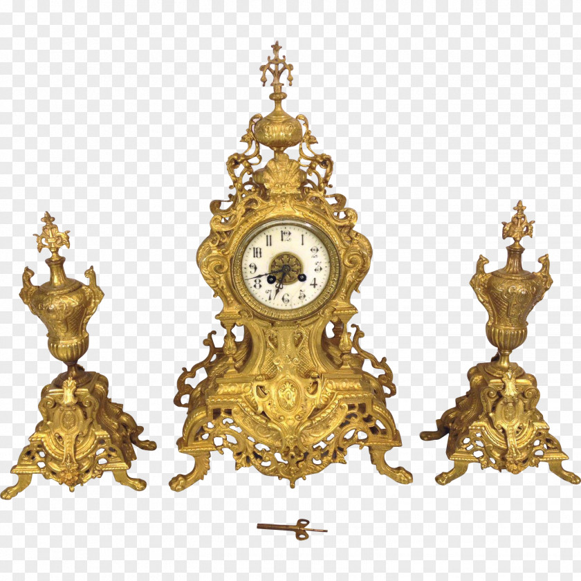 Column Mantel Clock Antique Porcelain Rococo PNG