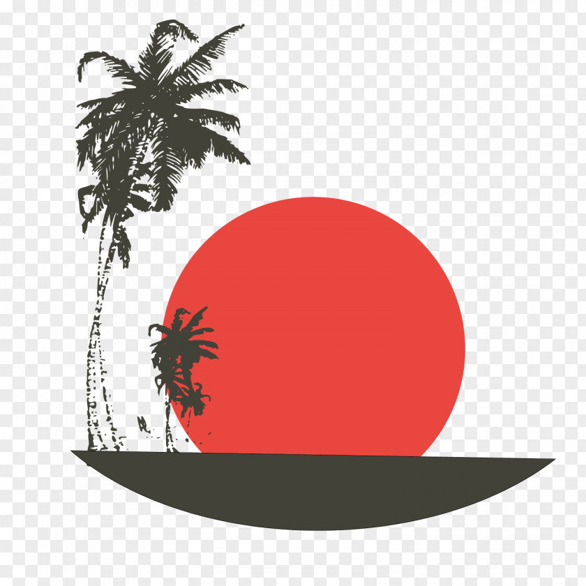 Coconut Tree Vector Silhouette Illustration PNG