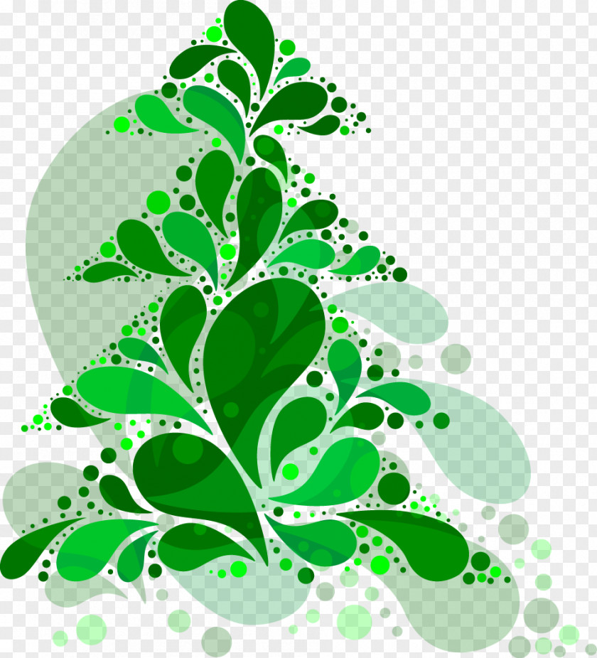 Vector Green Flowers Christmas Tree Graphic Design PNG