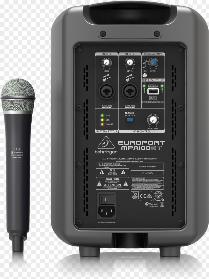 Amplifier Headset Microphone Wireless System BEHRINGER MPA30BT Public Address Systems Loudspeaker PNG