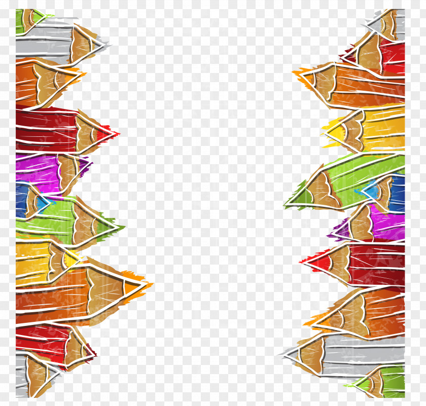 Hand Colored Pencil Border Vector Drawing Illustration PNG