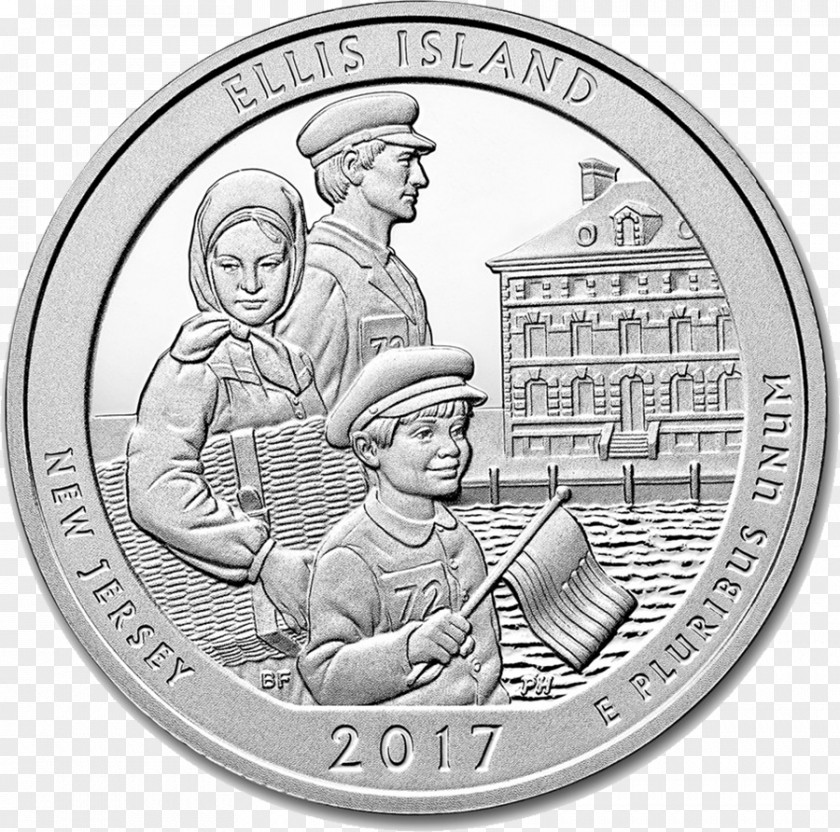 Ellis Island Statue Of Liberty New Jersey America The Beautiful Silver Bullion Coins PNG