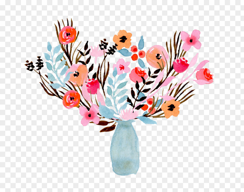 Hand-painted Vases Floral Design Watercolor Painting Flower Bouquet Vase Blume PNG