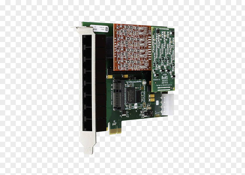 Digium 1A4A00F 4 Port Modular Analog Pci 3.3/5.0v Card Foreign Exchange Service Office Asterisk PNG