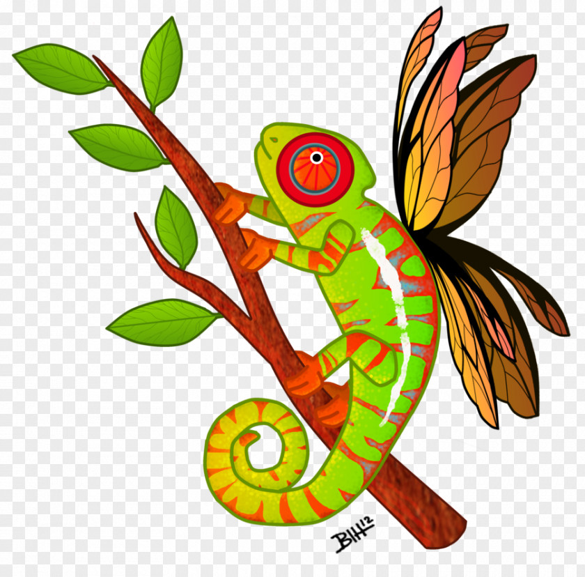 Chameleon Insect Pollinator Flower Clip Art PNG