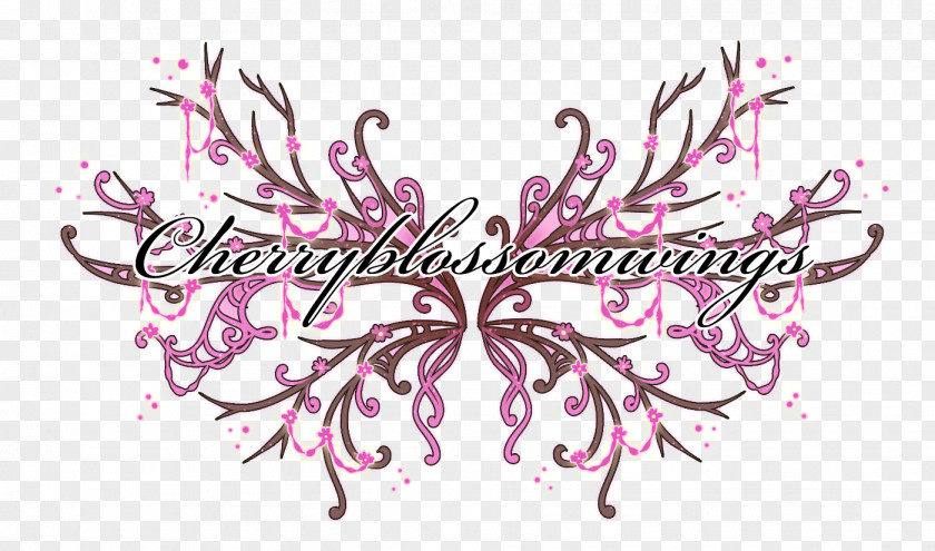 Cherry Blossom Calligraphy Art PNG