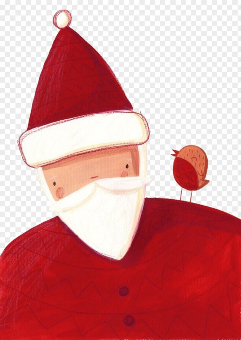 Hand-painted Santa Claus Père Noël Rudolph Christmas Illustration PNG