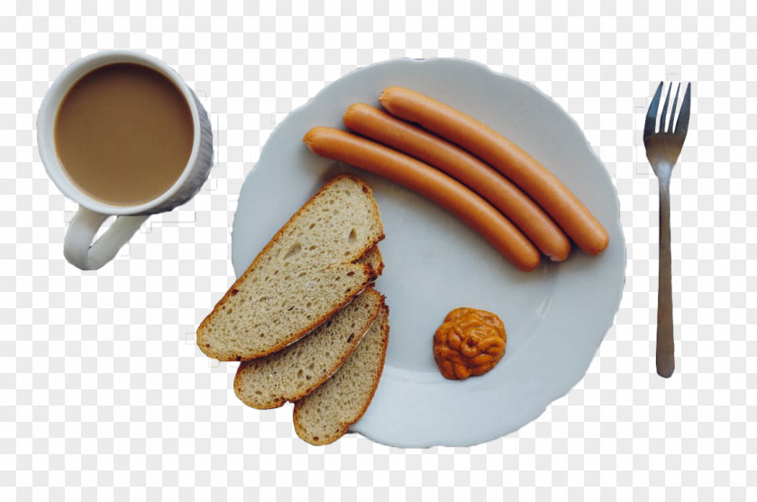 Western Breakfast Coffee Sausage Hot Dog Latte PNG