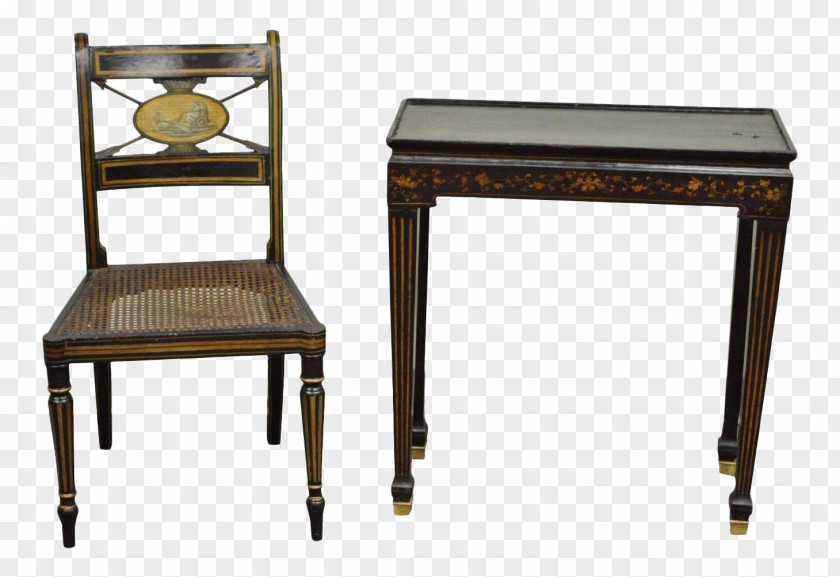 Wooden Desk Bedside Tables Telephone Chair Antique Furniture PNG
