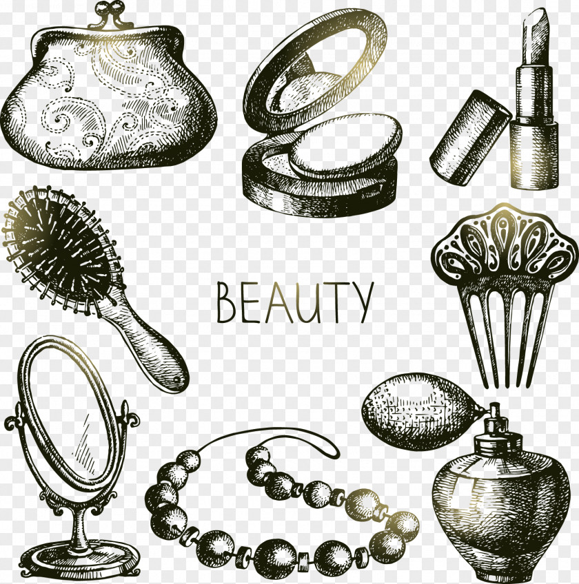 Floating Women Cosmetics And Jewelry Drawing Stock Photography Illustration PNG