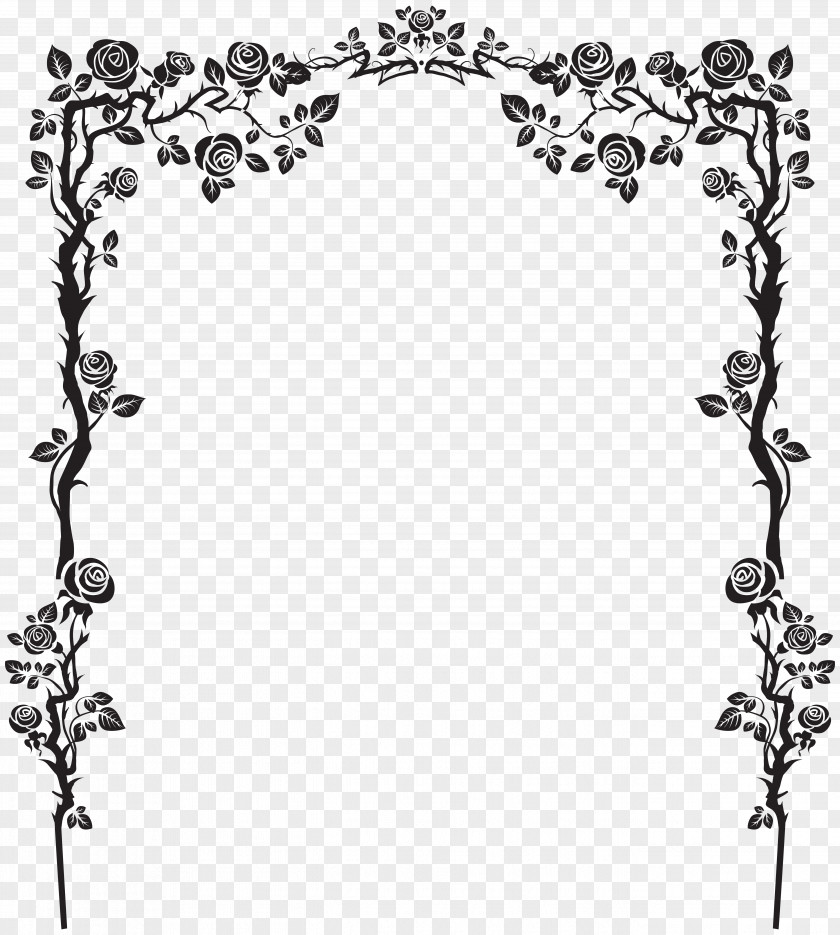 Black French Floral Border PNG french floral border clipart PNG
