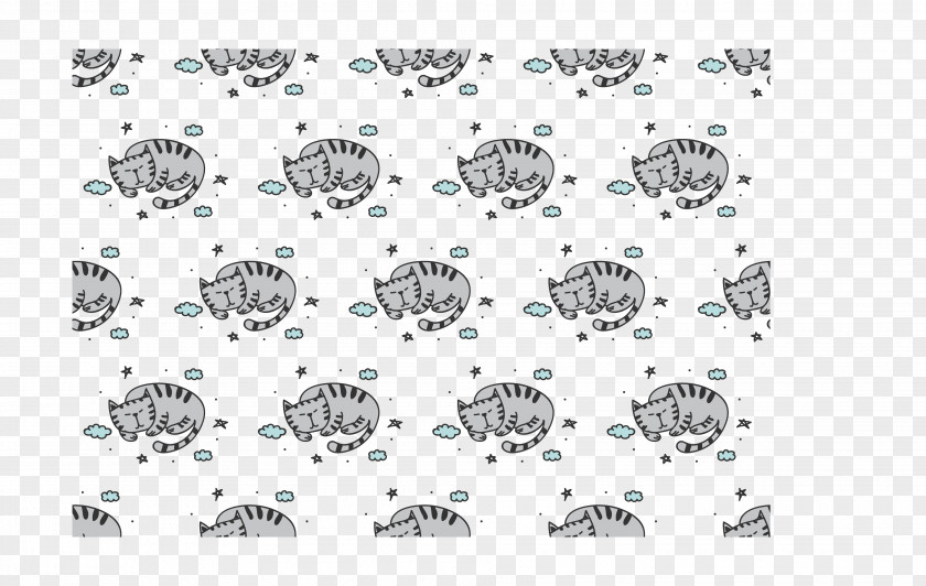 Cartoon Cat Grey Black And White PNG