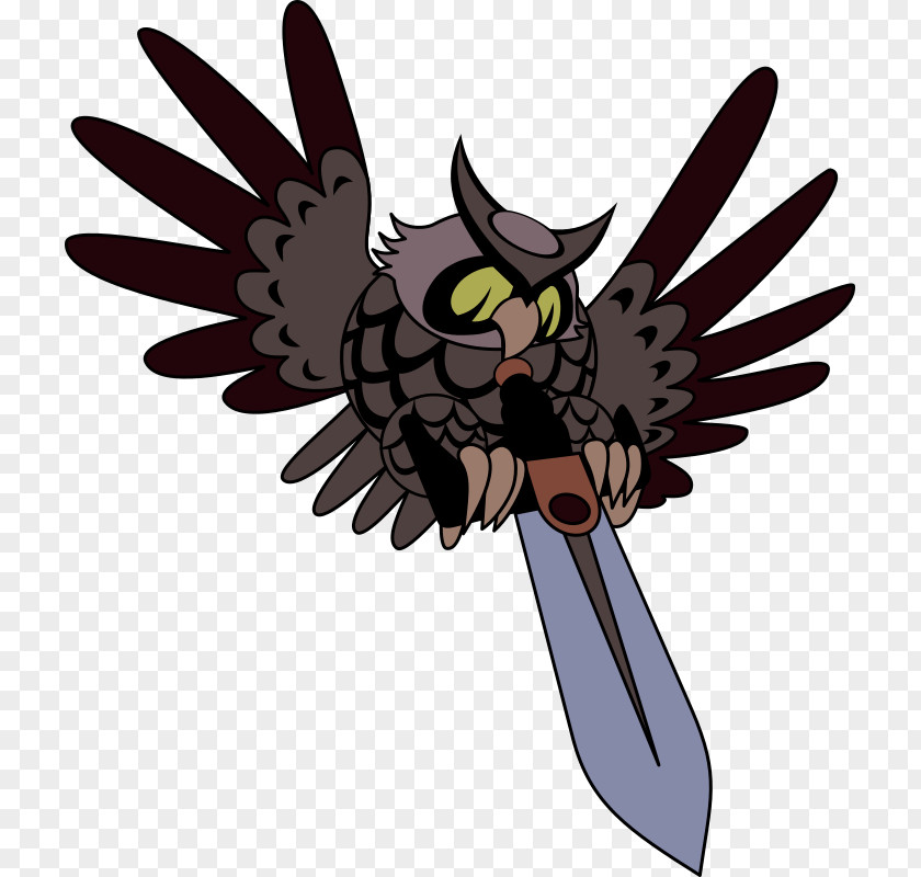 Flying Owl Bird Sword Clip Art PNG