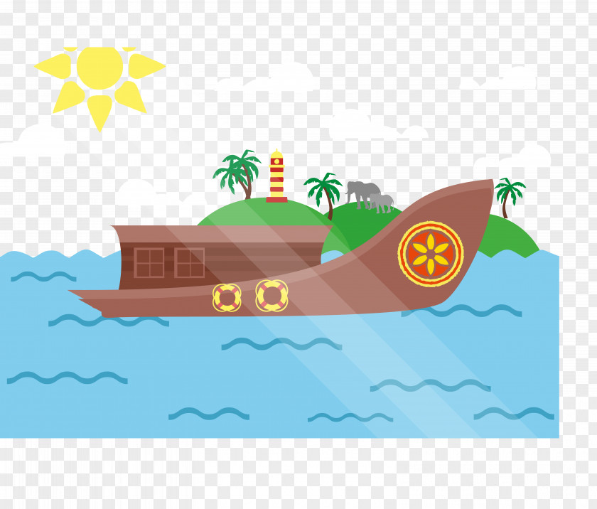 A Ship At Sea Illustration PNG