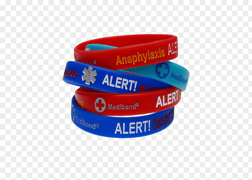 Diabetic Medical Alert Signs Wristband Silicone Product Sales Stock PNG