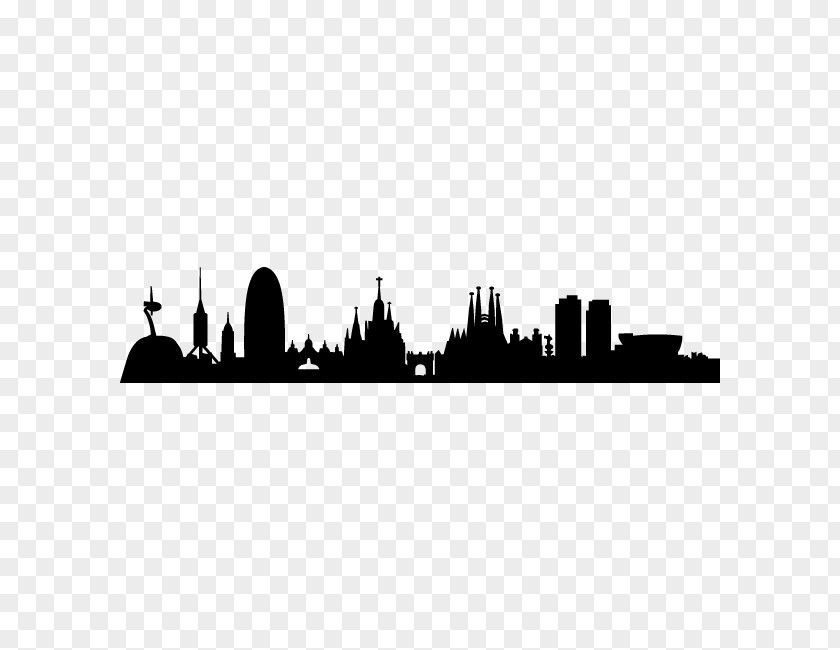 Thick Clouds Barcelona Skyline Silhouette Drawing PNG