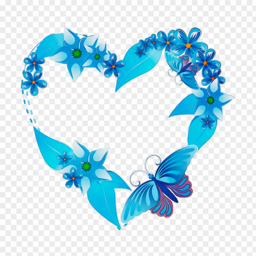 Plant Butterfly Blue Turquoise Heart Aqua Font PNG