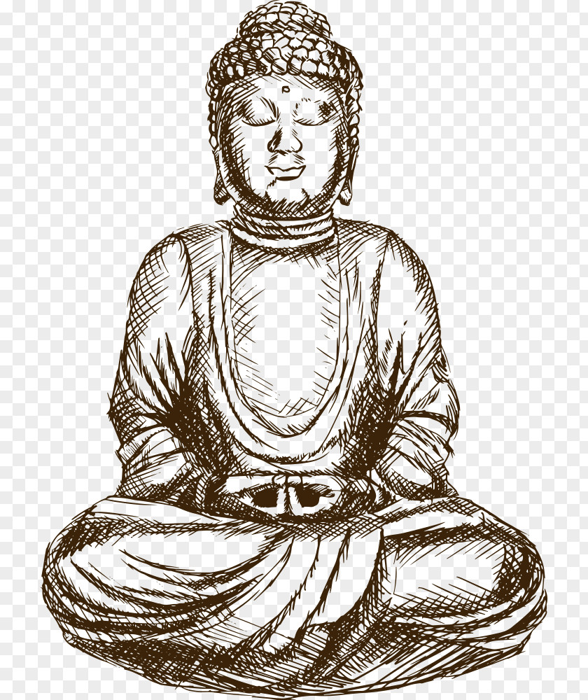 Vector Painted Lord Buddha Gautama Drawing Buddhism Sketch PNG