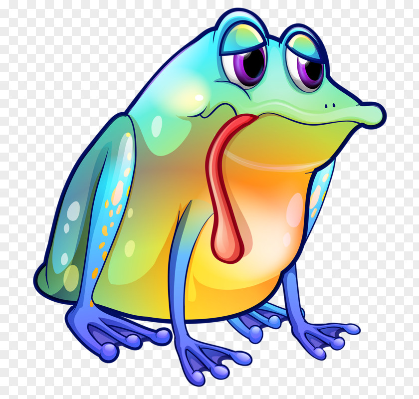 Blue Frog Sadness Color Illustration PNG