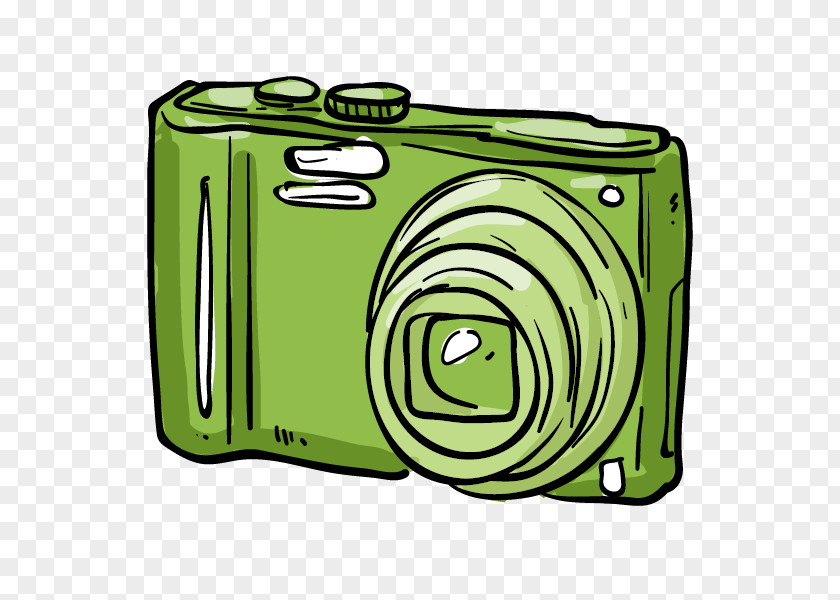 Cartoon Hand Painted Green Camera Digital PNG