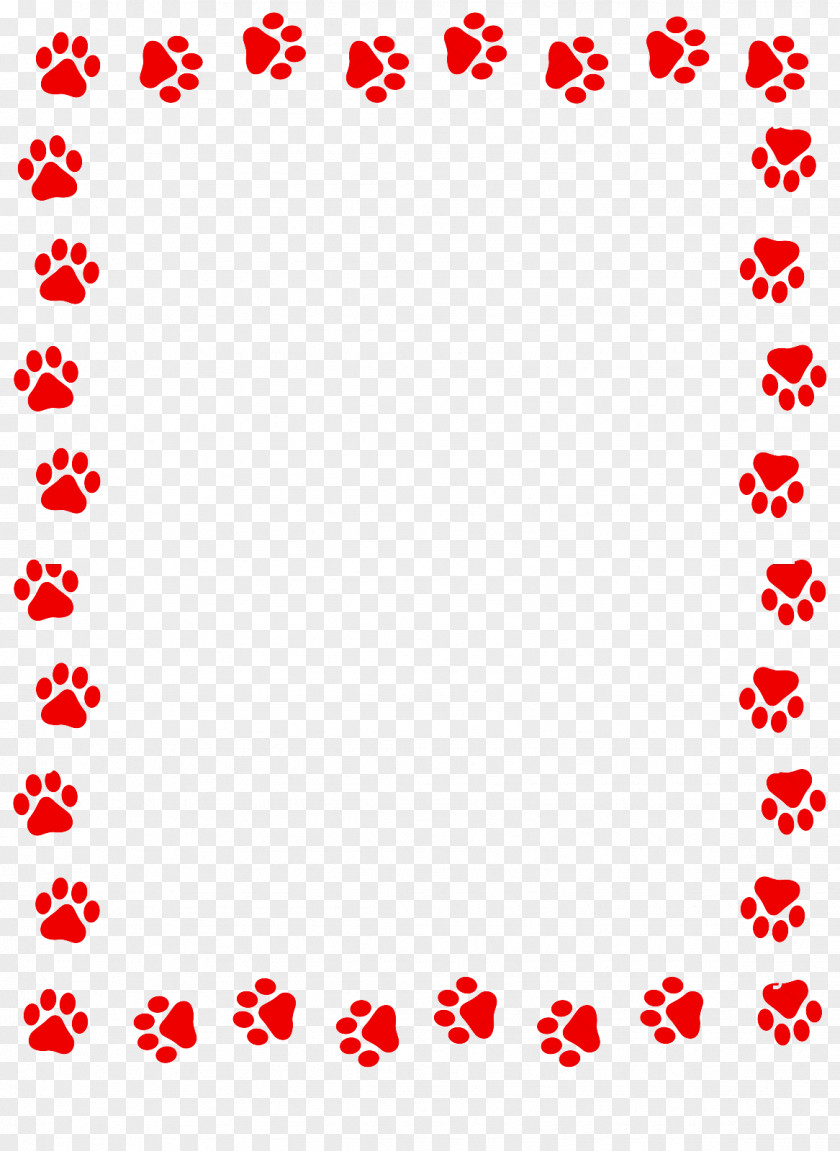 Red Dog Paw Prints Border PNG dog paw prints border clipart PNG