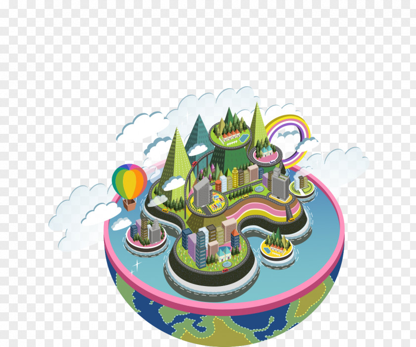Toy In The World. 3D Computer Graphics Isometric Projection Royalty-free Illustration PNG