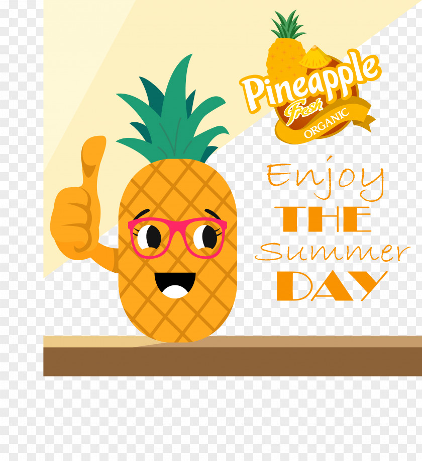 Cartoon Pineapple Poster Illustration PNG