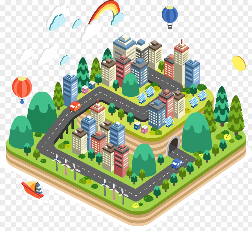 Vector Town Plans 3D Computer Graphics Isometric Projection Illustration PNG