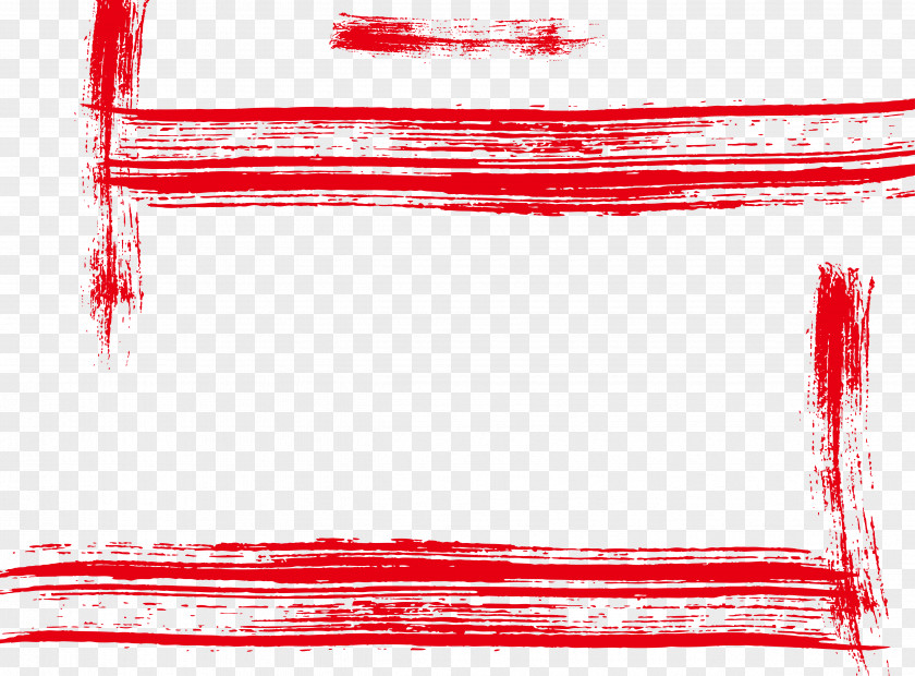 Red Frame Brush Marks Paintbrush Computer File PNG