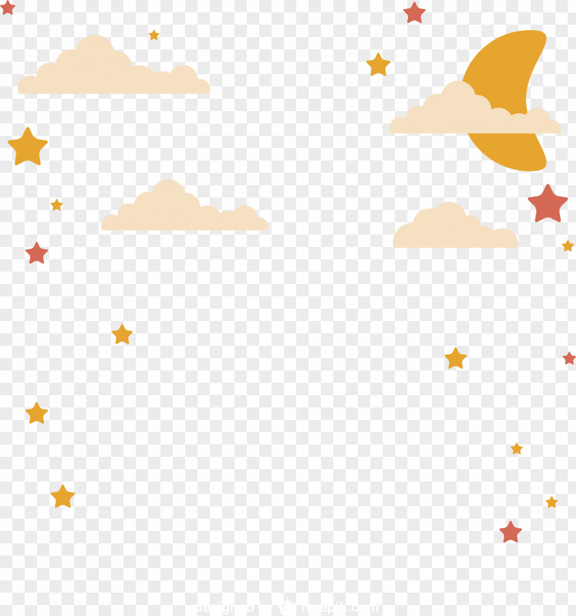 Sky Stars Moon Clouds Illustration Vector PNG