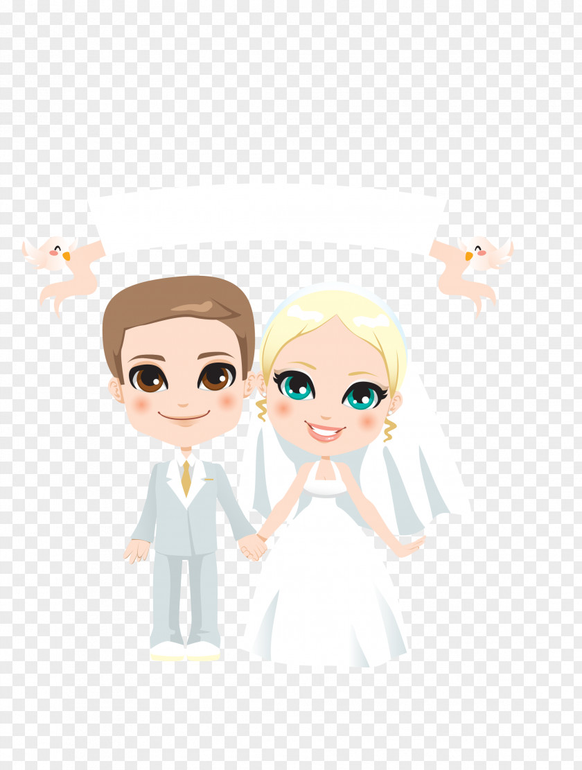 Vector Color Cartoon Marriage Couple Drawing Illustration PNG