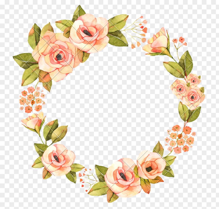 Flower Wreath Watercolor Painting Rose PNG