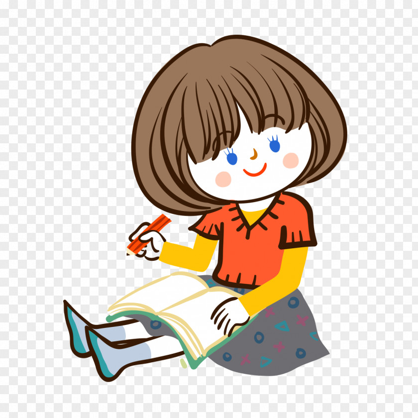 Cartoon Doll Child Learning Illustration PNG