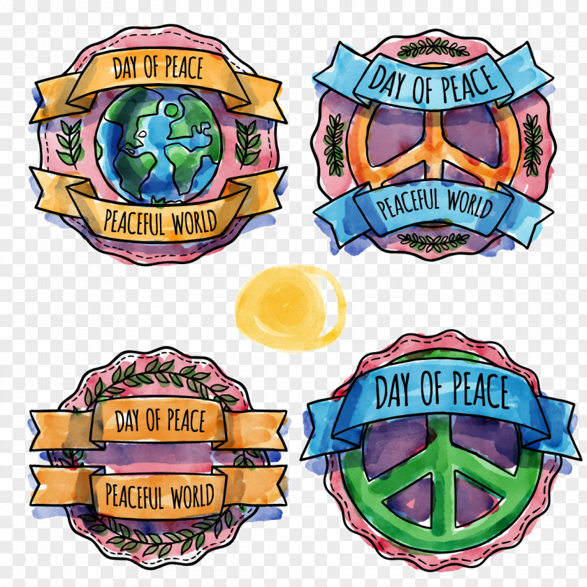 Watercolor Peace Day Vector Badge International Of PNG