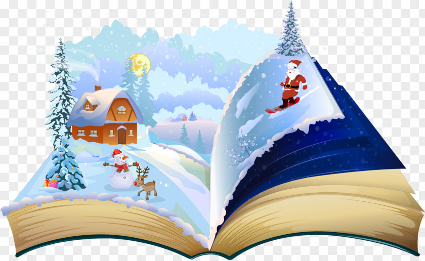 Christmas Book Santa Claus Reading Clip Art PNG
