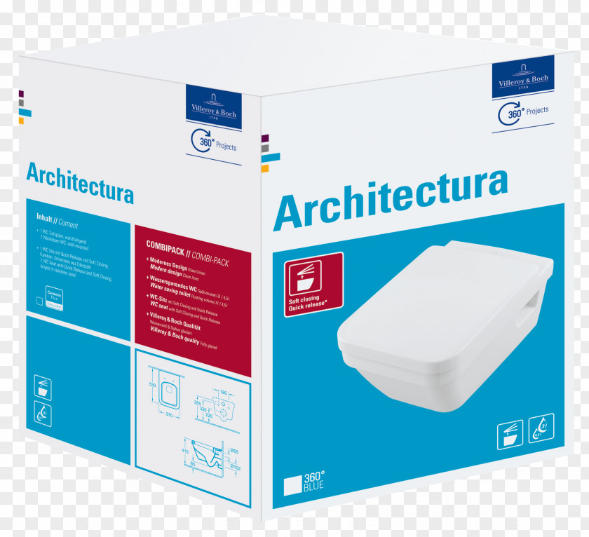 Toilet Villeroy And Boch Pack Architectura WC Suspendu & Direct Flush Bathroom PNG