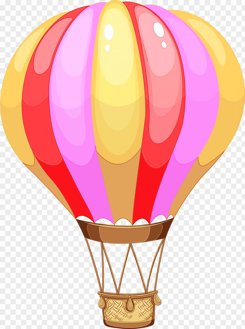 Air Sports Magenta Hot Balloon Watercolor PNG
