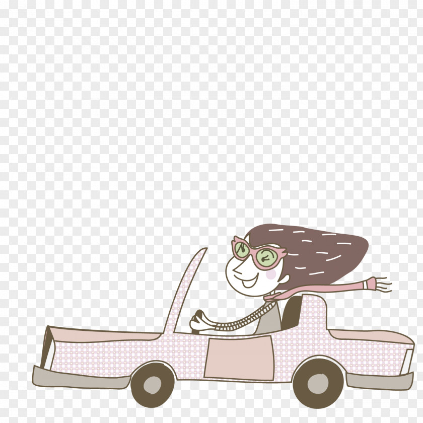 Driving Cartoon Female Drawing Woman Illustration PNG