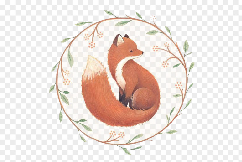 Hand Painted Fox On Main Drawing Illustration PNG