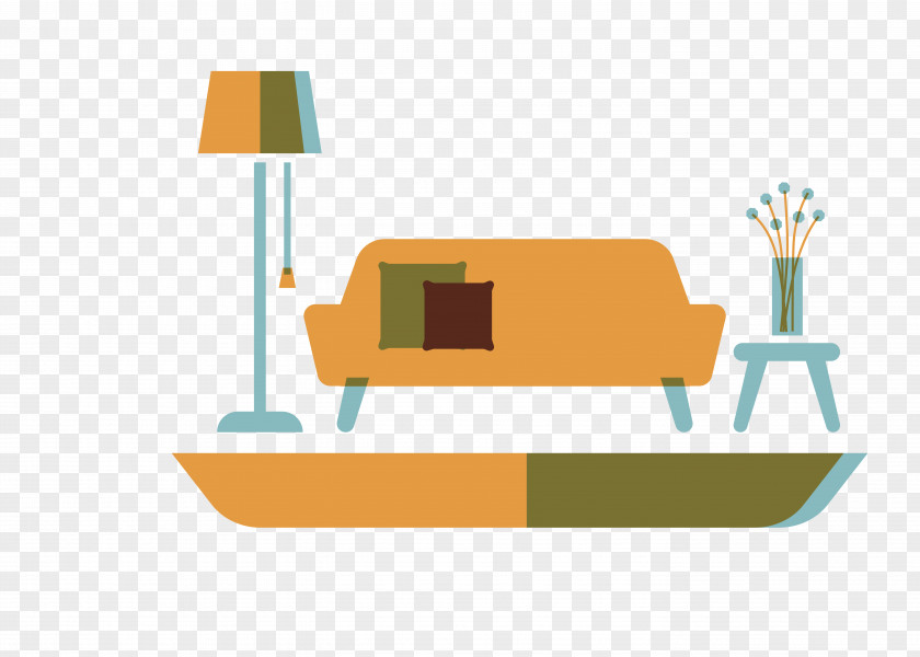 Vector Flattened Sofa Table Lamp Material Illustration PNG