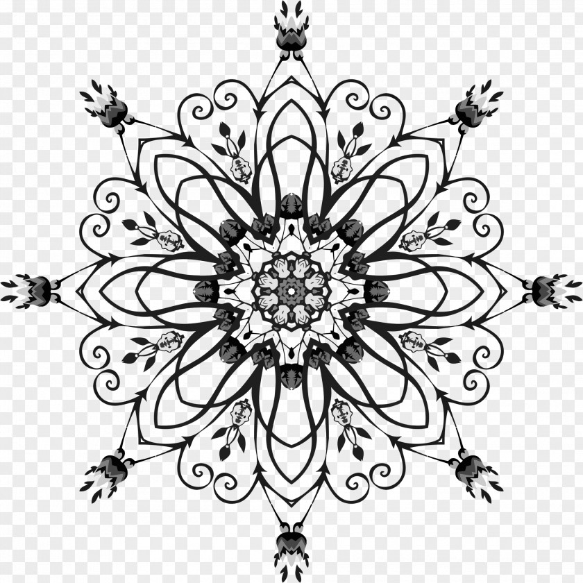 Mandala Visual Arts Floral Design Monochrome PNG