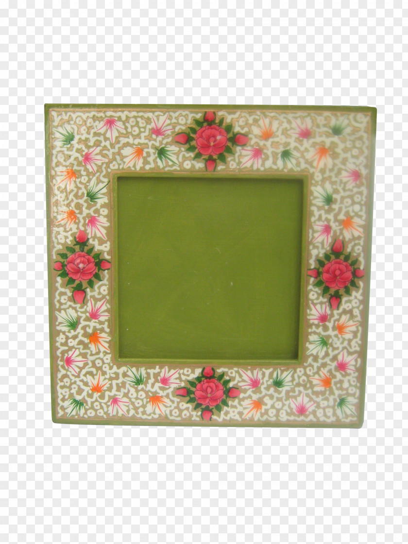 Hand Painted Lotus Pond Picture Frames Green Rectangle Pattern PNG