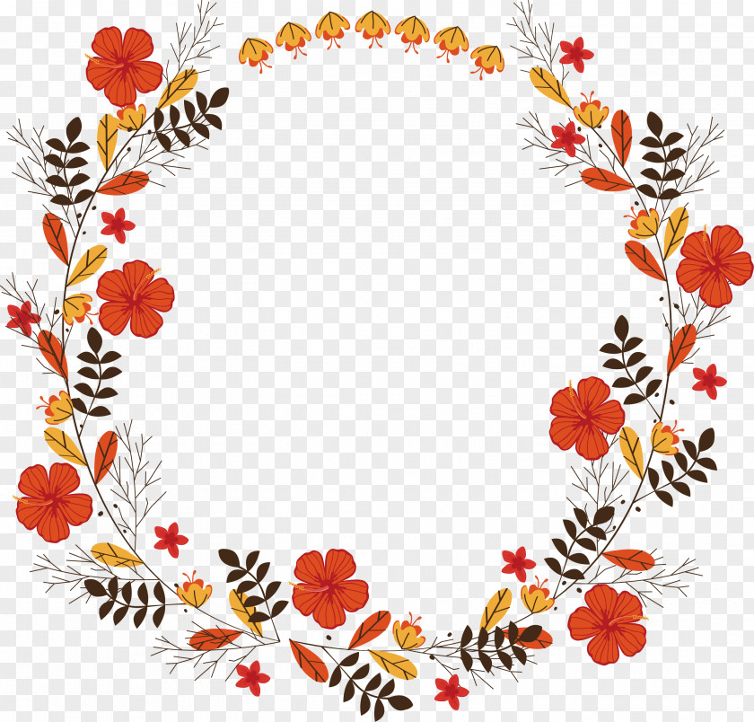 Lovely Little Red Flower Wreath Wedding Invitation Garland Euclidean Vector PNG