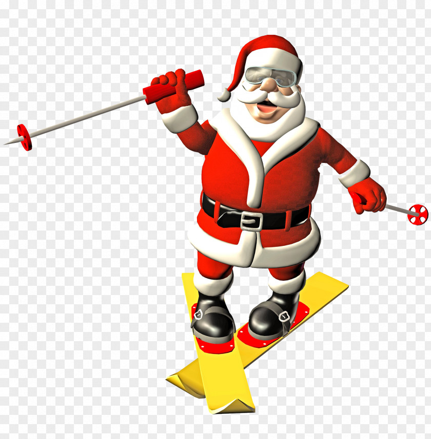 Santa Claus Skiing Illustration PNG