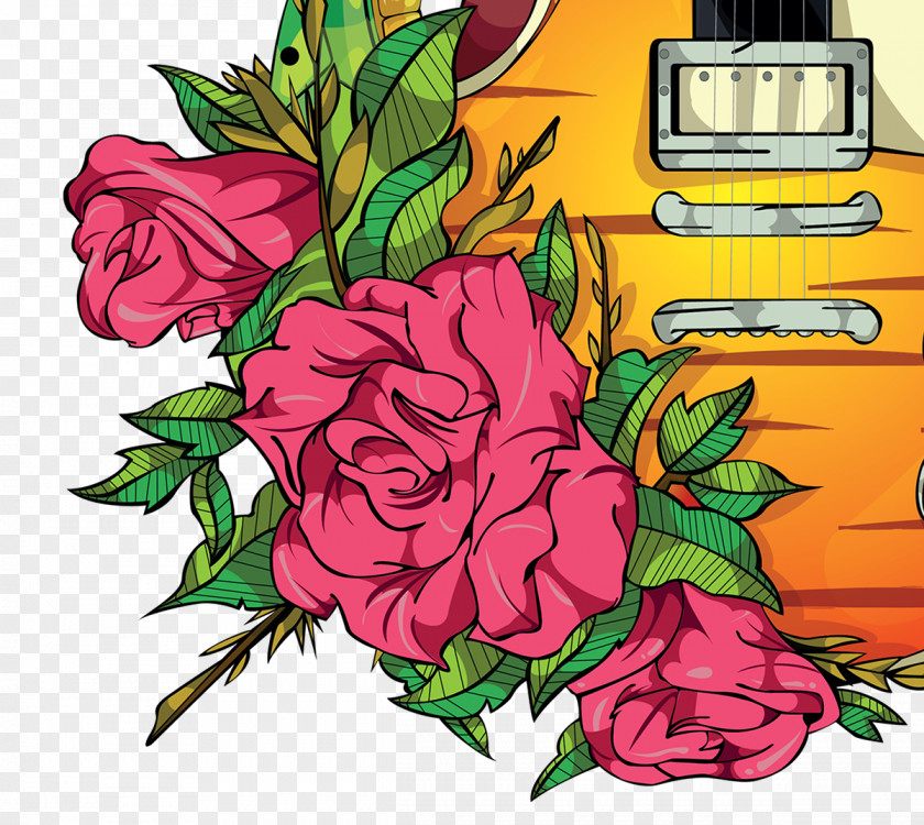 Slash Design Element Slash's Snakepit Guitar Garden Roses PNG