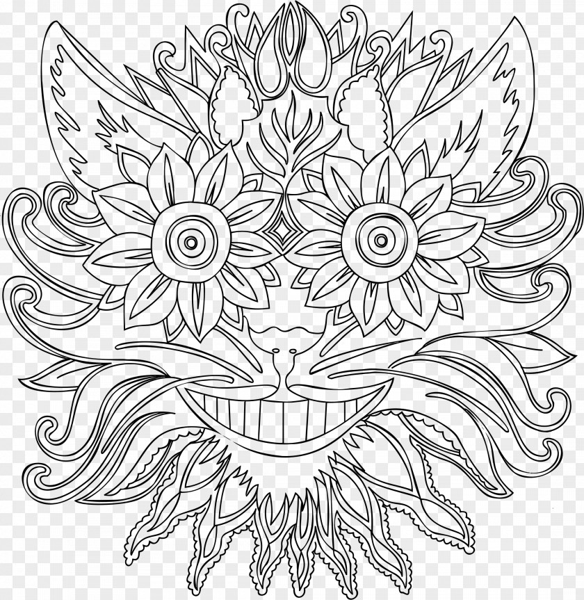 Design Cheshire Cat Line Art Drawing Abstract PNG